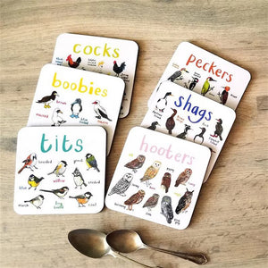 Funny Bird Pun Coasters (Set Of 6)