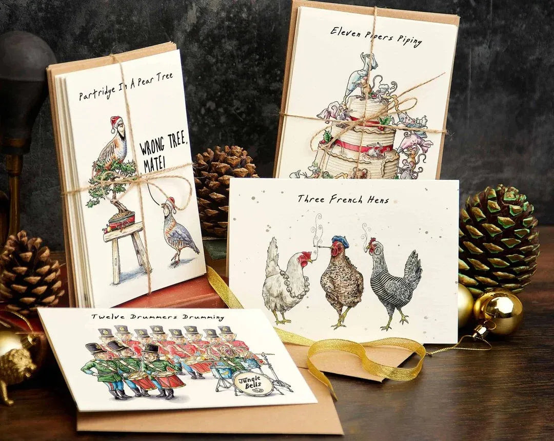 Funny Animals Christmas Card Set (Set of 12)