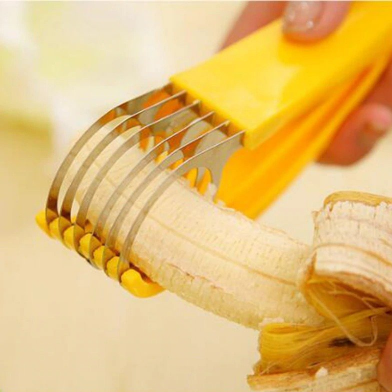 Kitchen Gadget Banana Slicer Fruit Knife Veggie Hotdog Cucumber Cutter