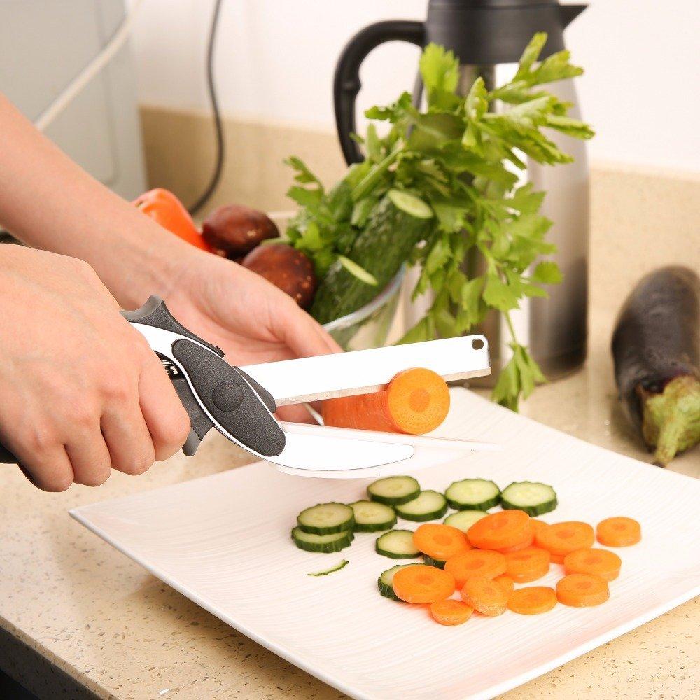 Clever Cutter 2 in 1 Knife Cutting Board Scissors Chops & Slices